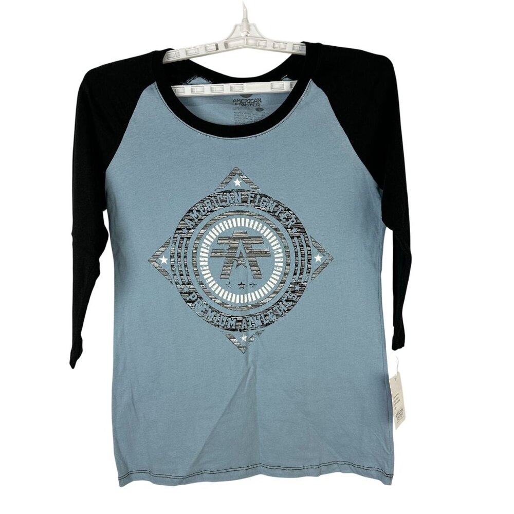 American Fighter Judson Raglan Sleeve Graphic Tee L Blue/Black Cotton